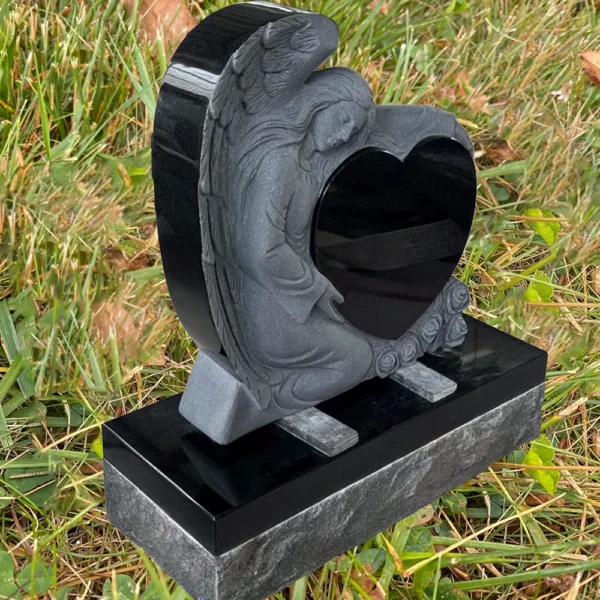 angel heart headstone for graves