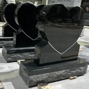 black granite heart shaped headstone