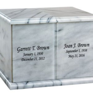 White Marble Companion Engravable Cremation Urn
