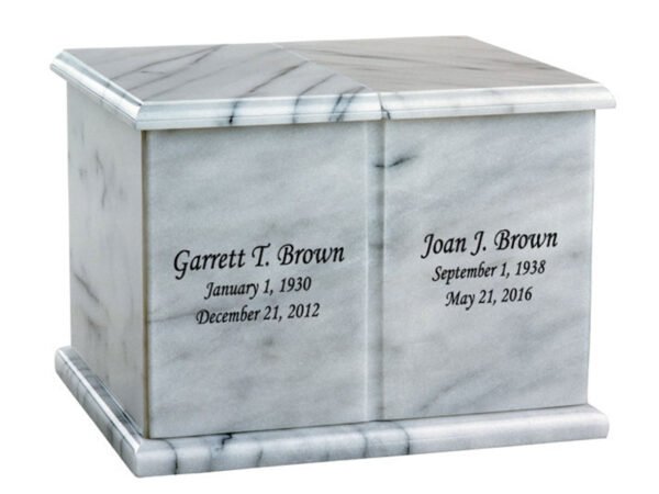 White Marble Companion Engravable Cremation Urn