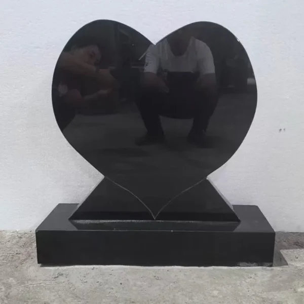 heart shaped black granite headstone child memorial