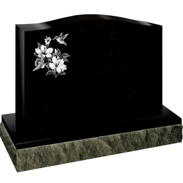 classic serp top granite monument with etching