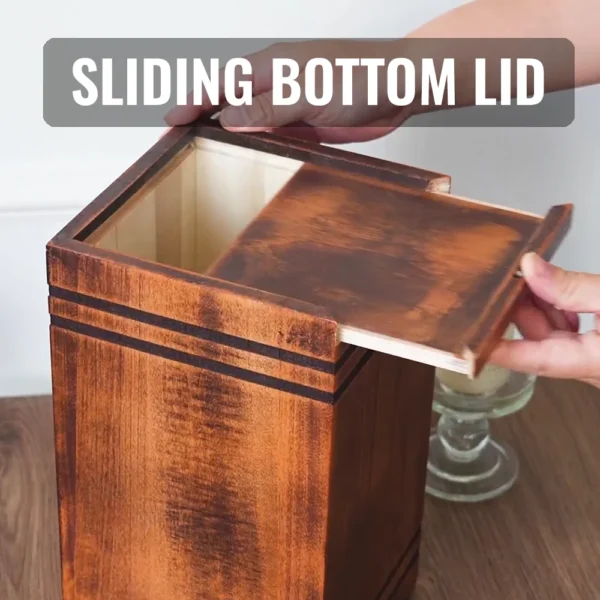 Wooden Urn with Sliding Bottom Lid