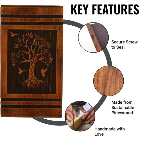 Tree of Life Wooden Urn