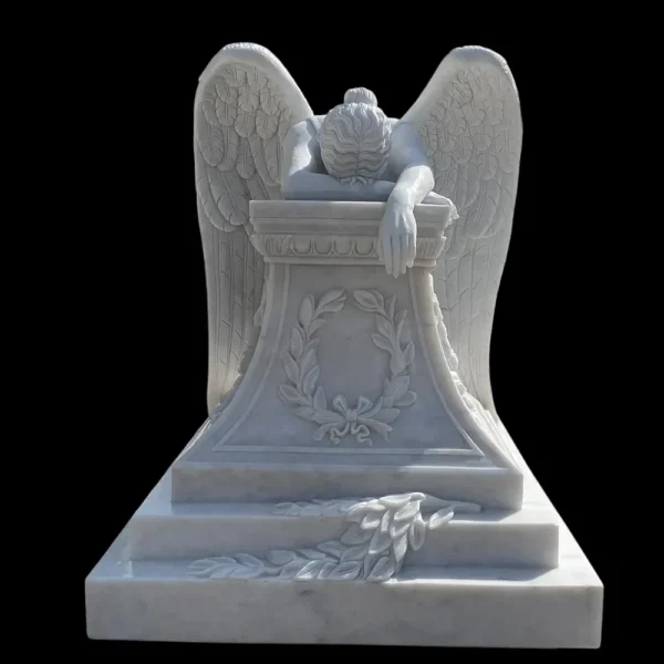 white marble weeping angel monument